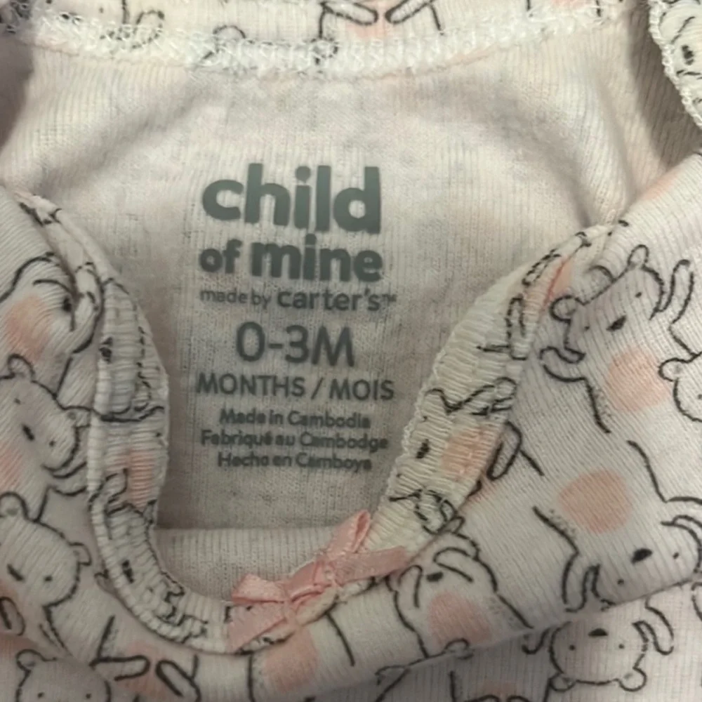 Carter's White and Pink Baby Onesie